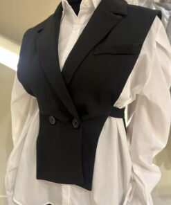 White shirt with black vest