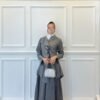 Gray silk wide pants set