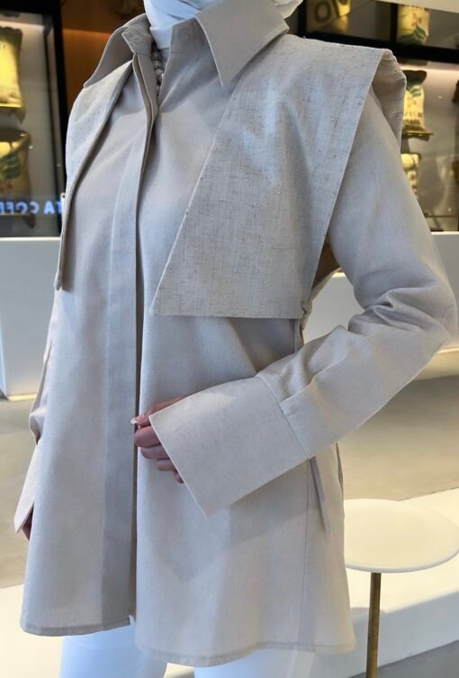 Linen shirt with rhinestoned vest