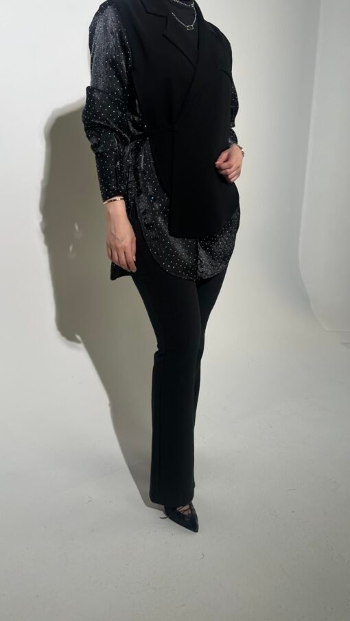 Rhinestoned shirt with vest